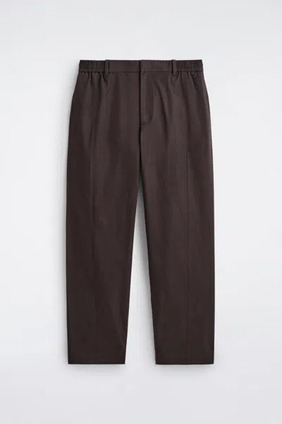 Cos Cotton Tapered Trousers In Marrone In Brown