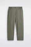 Cos Cotton Tapered Trousers In Verde In Green