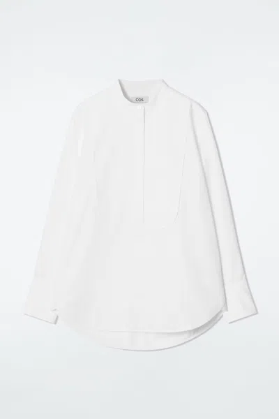 Cos Cotton Tuxedo Shirt In White