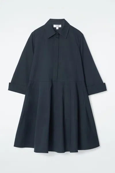 Cos Cotton Utility Shirt Dress In Blue