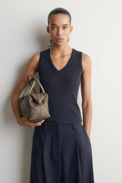 Cos Cotton V-neck Tank Top In Blue
