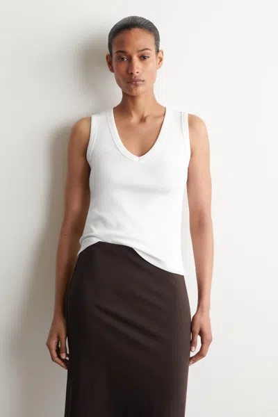 Cos Cotton V-neck Tank Top In White