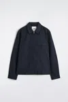 Cos Cotton Zipped Overshirt In Navy In Blue