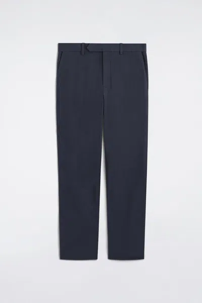 Cos Cotton-blend Slim-fit Straight-leg Trousers In Blue