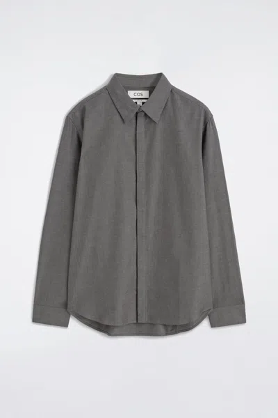 Cos Cotton-chambray Shirt In Grey In Gris