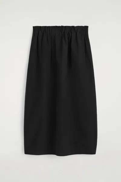 Cos Jupe Midi Ballon En Coton Et Lin In Black