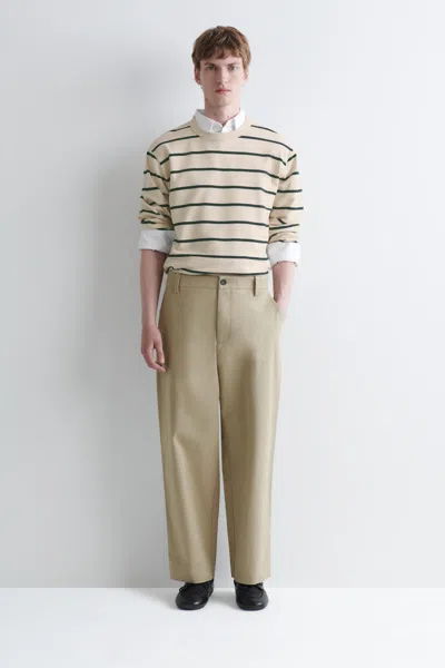 Cos Cotton-twill Relaxed-fit Straight-leg Trousers In Beige