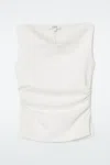 Cos Cowl-neck Gathered Sleeveless Top In White