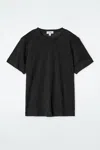 Cos Crew-neck Linen T-shirt In Black