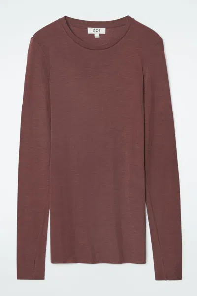 Cos Crew-neck Merino Wool Top In Beige