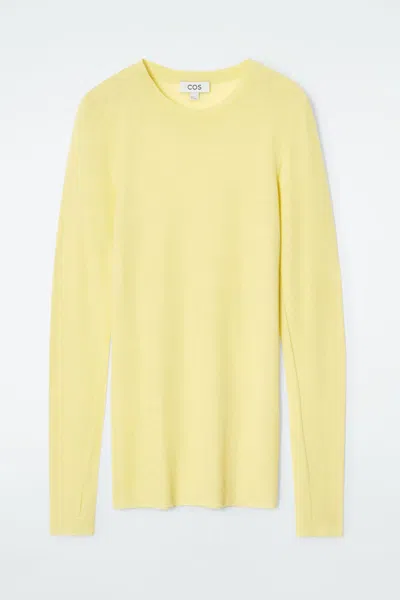 Cos Crew-neck Merino Wool Top In Yellow
