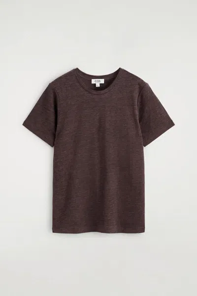 Cos Crew-neck Linen T-shirt In Red