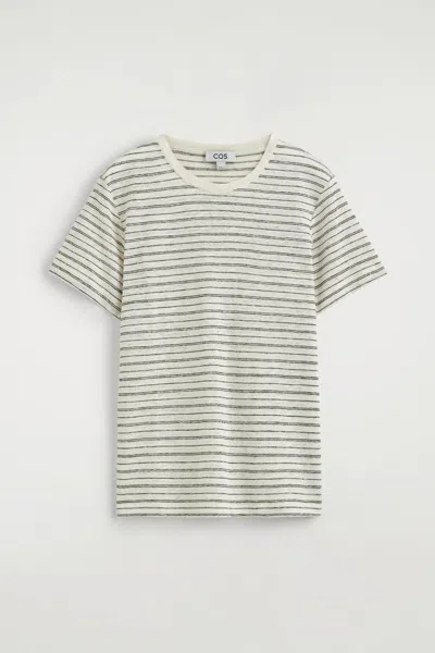 Cos T-shirt Girocollo In Lino In White