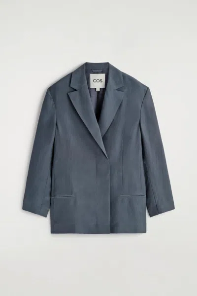 Cos Crinkled-silk Blazer In Blue