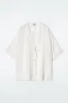 Cos Crinkled Tie-front Beach Shirt In White