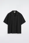 Cos Crinkled-cotton Shirt In Black