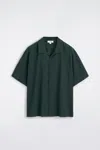 Cos Crinkled-cotton Shirt In Green