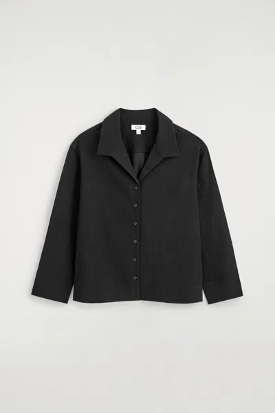 Cos Crinkled-jersey Shirt In Black