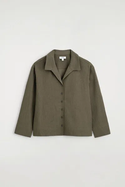 Cos Crinkled-jersey Shirt In Sand