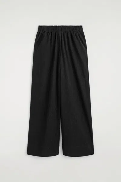 Cos Crinkled-jersey Wide-leg Pants In Black