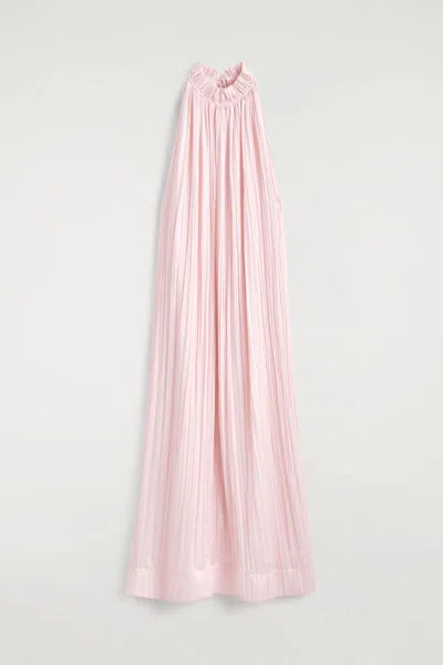 Cos Crinkled-satin Midi Dress In Pink