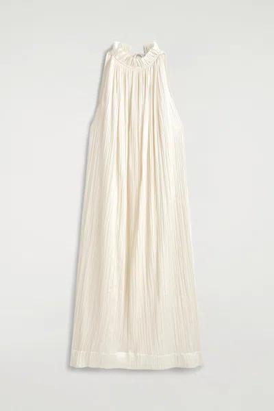 Cos Crinkled-satin Midi Dress In White