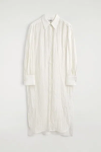 Cos Crinkled-silk Midi Shirt Dress In White