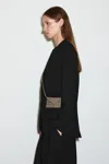 Cos Croc-effect Leather Cardholder In Sand