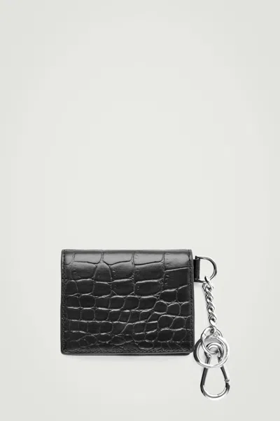 Cos Croc-effect Leather Wallet In Black