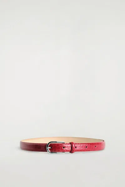 Cos Croc-effect Leather Belt In Red