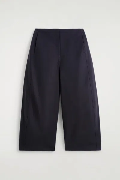 Cos Cropped Barrel-leg Cotton Pants In Blue