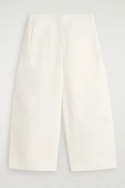 COS CROPPED BARREL-LEG COTTON TROUSERS
