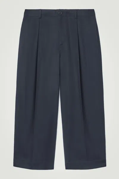 Cos Cropped Barrel-leg Trousers In Blue In Blue