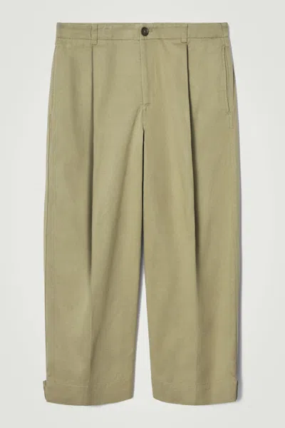 Cos Cropped Barrel-leg Pants In Green
