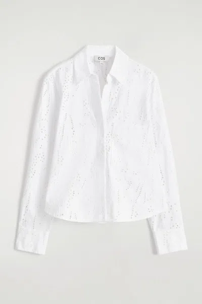 Cos Cropped Broderie Anglaise Shirt In White