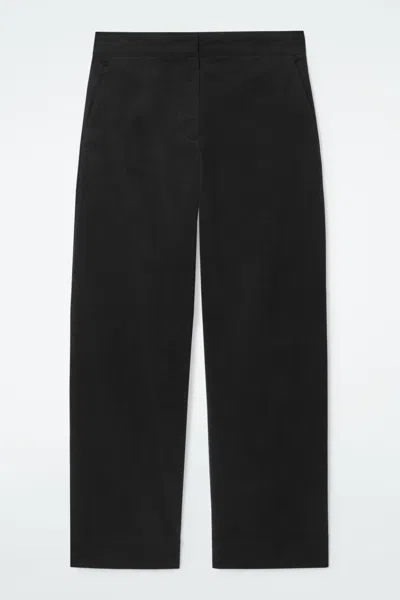 Cos Cropped Corduroy Trousers In Black