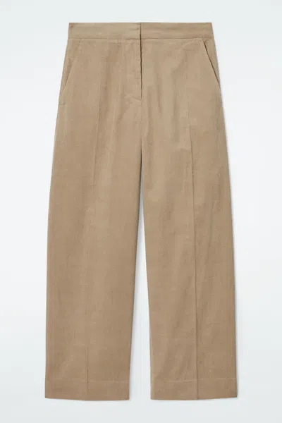 Cos Cropped Corduroy Trousers In Beige