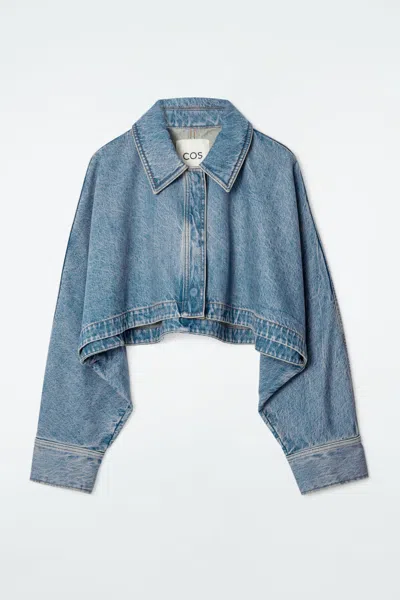 Cos Cropped Denim Jacket In Blue