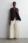 Cos Cropped Denim Wide-leg Trousers In Beige