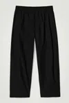 Cos Cropped Elasticated Wide-leg Pants In Black