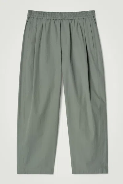 Cos Cropped Elasticated Wide-leg Pants In Green