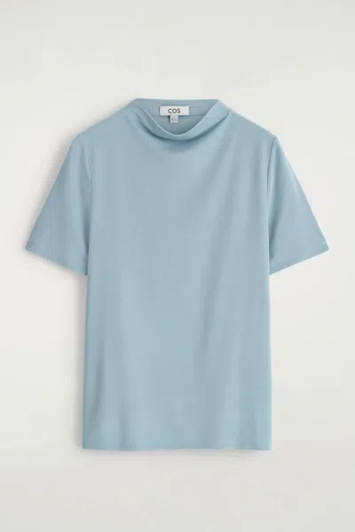Cos Cropped Jersey T-shirt In Blue