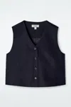 Cos Cropped Linen Waistcoat In Blue