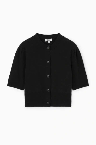 Cos Cropped Short-sleeved Cardigan In Black