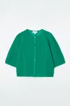 Cos Cropped Short-sleeved Cardigan In Green