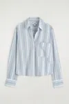 Cos Cropped Striped Cotton Shirt