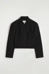 Cos Cropped Structured Jacquard Blazer In Noir