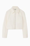 Cos Cropped Twill Zip-up Jacket In White