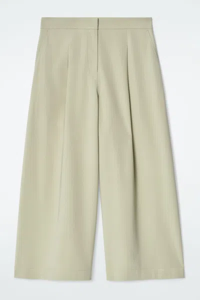 Cos Cropped Wide-leg Trousers In Green