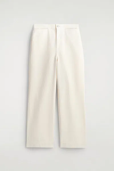 Cos Pantaloni In Denim A Gamba Larga Cropped In White